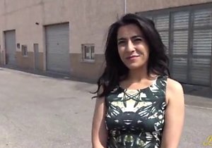 Dark-haired chick in stockings gets double-teamed