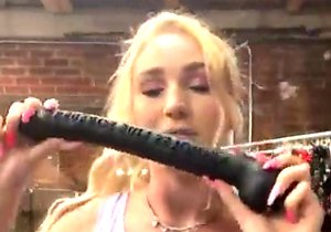 Blond-haired size queen is obsessed with her new BBC toy