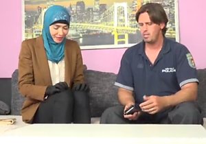 Hijab-clad hoe taking fat cock deep inside