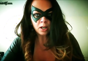 Sexy masked brunette shows of her nice naked melons